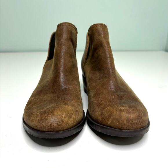 Sorel Cate Cut Out Low Brown Leather Ankle Boot Chunky Heel 8 - Picture 2 of 9